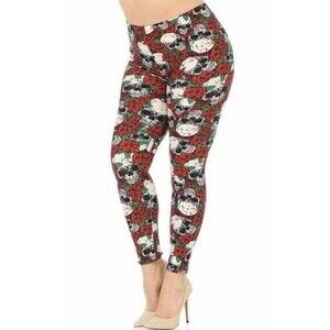 X-Plus Size Womens‎ Skull Roses Stretch Leggings